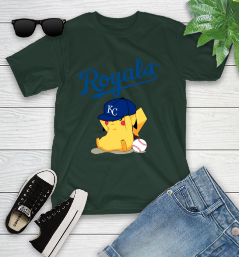 MLB Pikachu Baseball Sports Kansas City Royals Youth T-Shirt 5