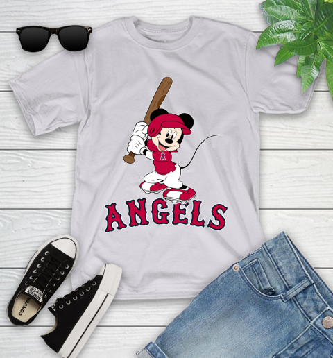 MLB Baseball Los Angeles Angels Cheerful Mickey Mouse Shirt Youth T-Shirt 4