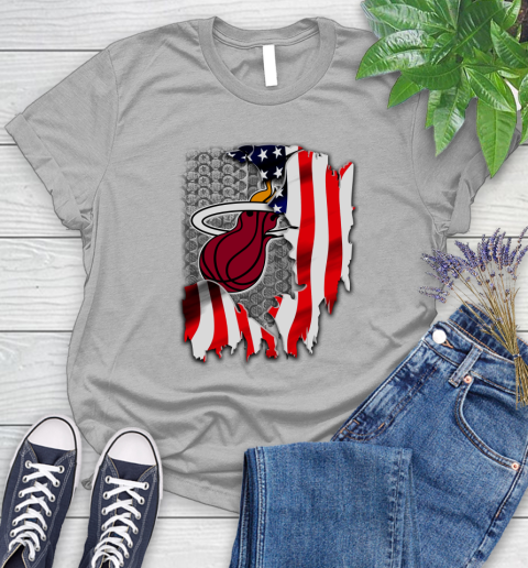 Miami Heat NBA Basketball American Flag Women's T-Shirt 5