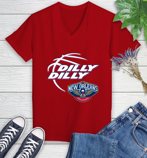 NBA New Orleans Pelicans Dilly Dilly Basketball Sports Women's V-Neck T-Shirt 12