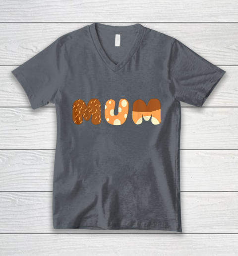 Bluey Mum for moms on Mother Day Chili V-Neck T-Shirt 4