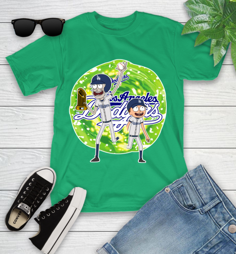 MLB Los Angeles Dodgers Rick And Morty Commissioner's Trophy Baseball Sports Youth T-Shirt 6