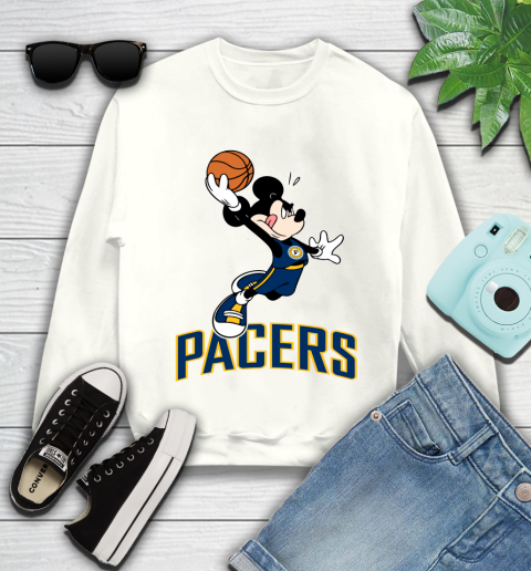 NBA Basketball Indiana Pacers Cheerful Mickey Mouse Shirt Youth Sweatshirt 2