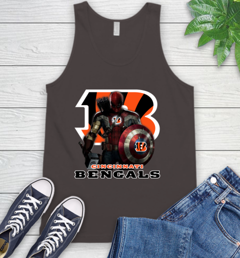 NFL Captain America Thor Spider Man Hawkeye Avengers Endgame Football Cincinnati Bengals Tank Top 7