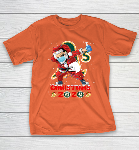 Oakland Athletics Funny Santa Claus Dabbing Christmas 2020 MLB T-Shirt 4