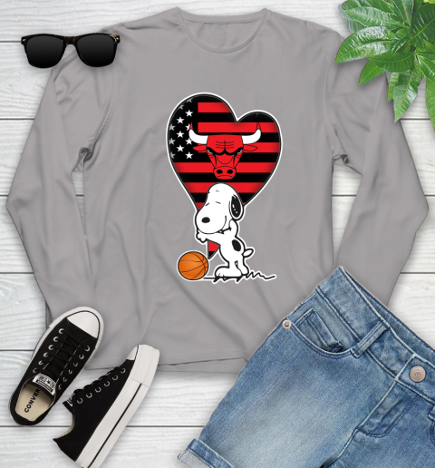 Chicago Bulls NBA Basketball The Peanuts Movie Adorable Snoopy Youth Long Sleeve 5