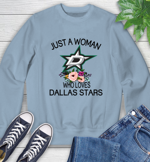 NHL Just A Woman Who Loves Dallas Stars Hockey Sports Sweatshirt 5