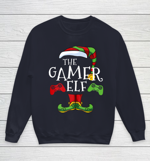 Gamer Elf Family Matching Christmas Funny Gaming Pajama Youth Sweatshirt 2
