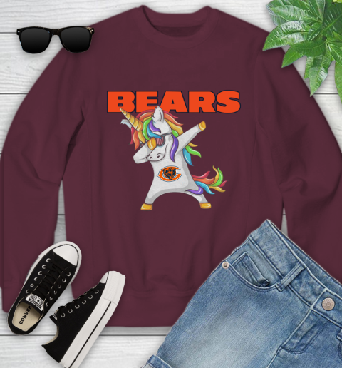 Chicago Bears NFL Football Funny Unicorn Dabbing Sports Youth Sweatshirt 5