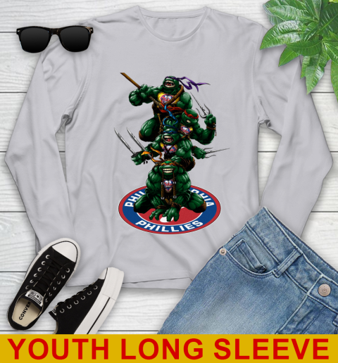 MLB Baseball Philadelphia Phillies Teenage Mutant Ninja Turtles Shirt Youth Long Sleeve 7 MLB Baseball Philadelphia Phillies Teenage Mutant Ninja Turtles Shirt Youth Long Sleeve - Image 7