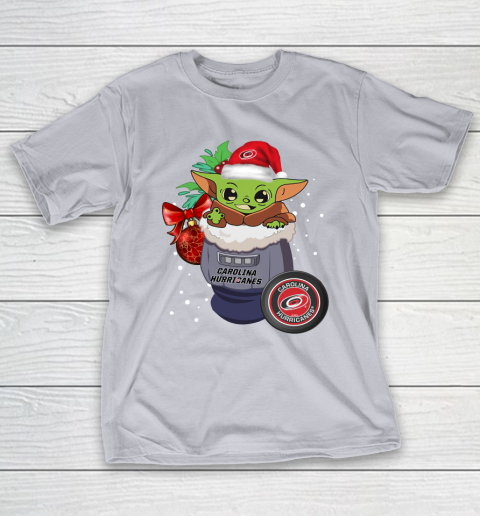 Carolina Hurricanes Christmas Baby Yoda Star Wars Funny Happy NHL T-Shirt 7
