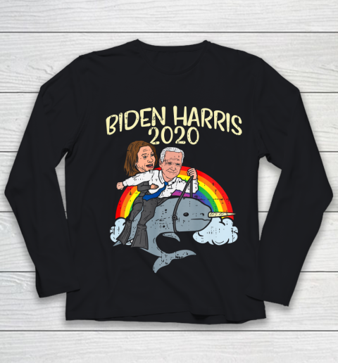 Biden Harris 2020 Narwhale Rainbow Funny Joe Kamala Democrat Youth Long Sleeve