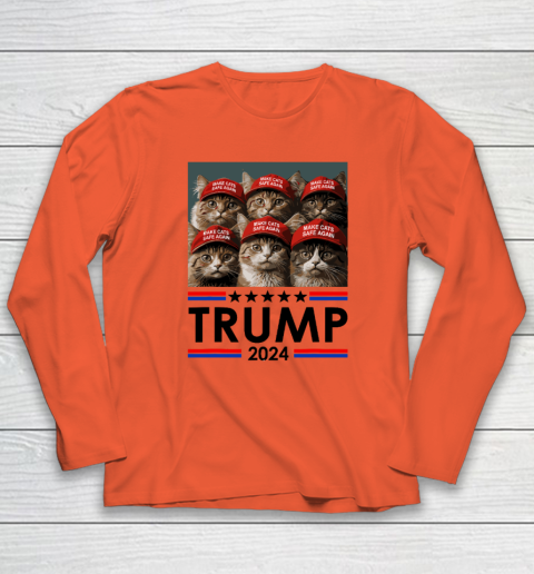 Donald Trump Make Cats Safe Again 2024 Debate Funny Long Sleeve T-Shirt 3
