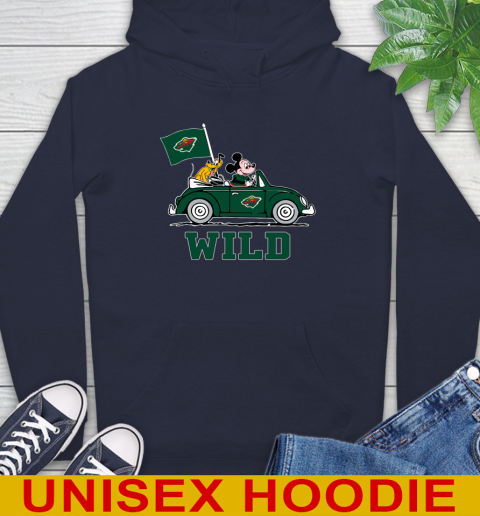 NHL Hockey Minnesota Wild Pluto Mickey Driving Disney Shirt Hoodie 4