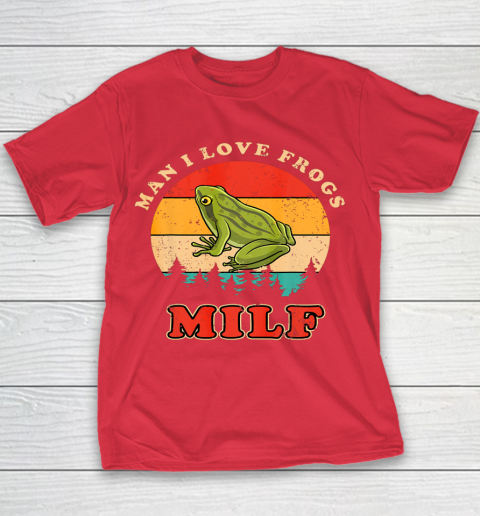 MILF Man I Love Frogs Funny Retro Frog Youth T-Shirt 7