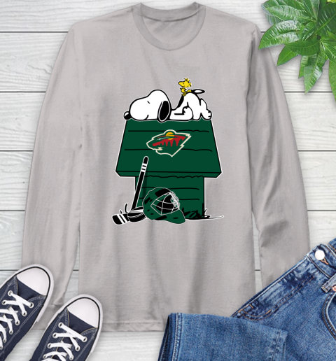 Minnesota Wild NHL Hockey Snoopy Woodstock The Peanuts Movie Long Sleeve T-Shirt 12