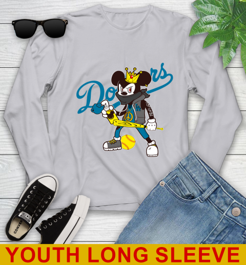 Los Angeles Dodgers MLB Baseball Mickey Peace Sign Sports Youth Long Sleeve 6
