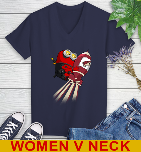 NHL Hockey Arizona Coyotes Deadpool Minion Marvel Shirt Women's V-Neck T-Shirt 12