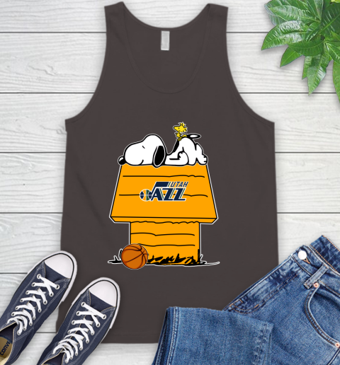 Utah Jazz NBA Basketball Snoopy Woodstock The Peanuts Movie Tank Top 7