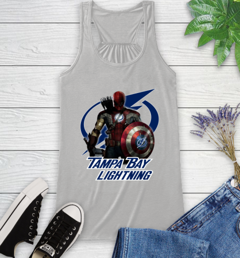 NHL Captain America Thor Spider Man Hawkeye Avengers Endgame Hockey Tampa Bay Lightning Racerback Tank