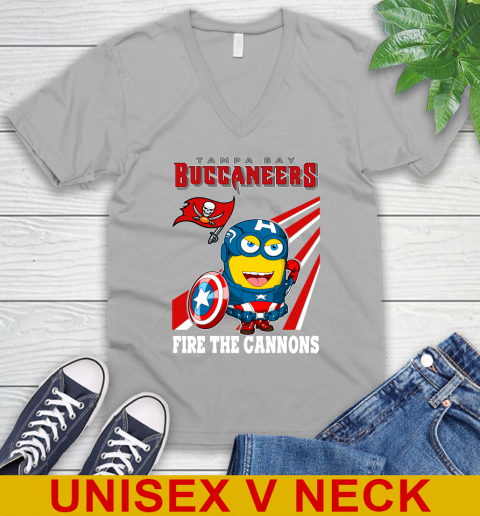 NFL Football Tampa Bay Buccaneers Captain America Marvel Avengers Minion Shirt V-Neck T-Shirt 3