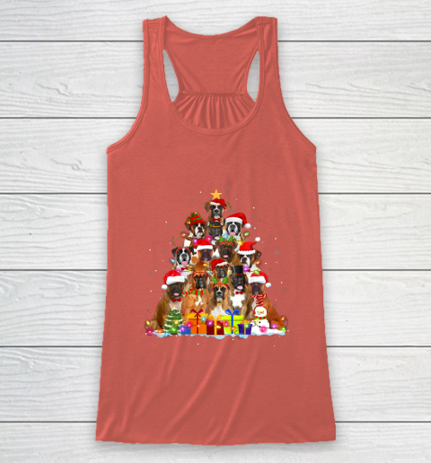 Christmas Pajama Boxer Tree Xmas Gifts Dog Dad Mom Racerback Tank 3