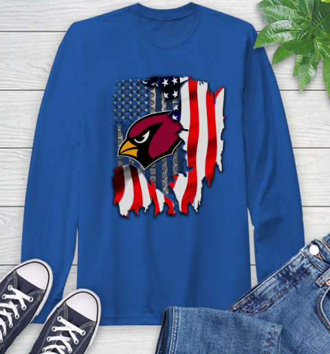 Arizona Cardinals NFL Football American Flag Long Sleeve T-Shirt - Image 11