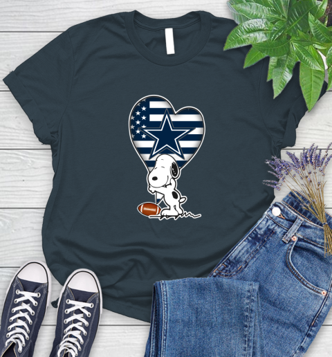 Dallas Cowboys NFL Football The Peanuts Movie Adorable Snoopy Women's T-Shirt 8
