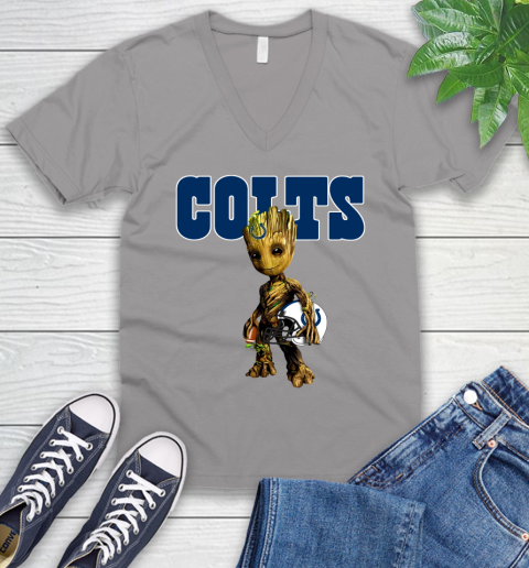Indianapolis Colts NFL Football Groot Marvel Guardians Of The Galaxy V-Neck T-Shirt 4