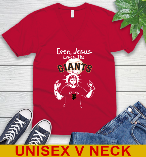San Francisco Giants MLB Baseball Even Jesus Loves The Giants Shirt V-Neck T-Shirt 6