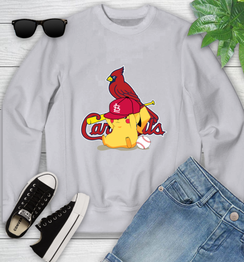 MLB Pikachu Baseball Sports St.Louis Cardinals Youth Sweatshirt - Image 5