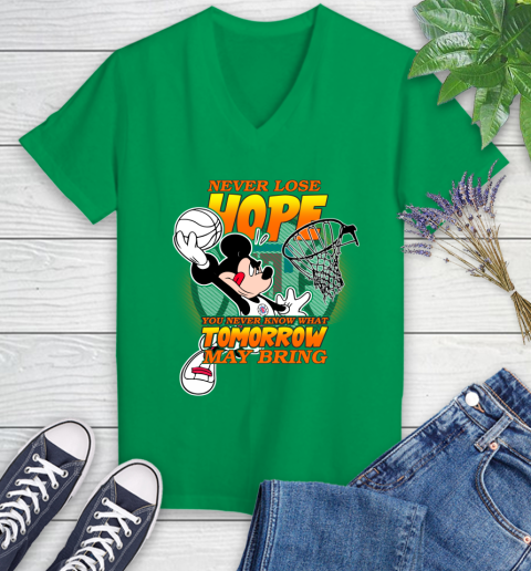 LA Clippers NBA Basketball Mickey Disney Never Lose Hope Women's V-Neck T-Shirt 5