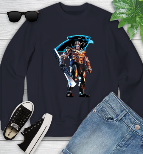 NFL Thanos Gauntlet Avengers Endgame Football Carolina Panthers Youth Sweatshirt 3