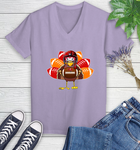 Tampa Bay Buccaneers Turkey Thanksgiving Day Women's V-Neck T-Shirt 14
