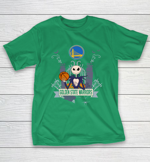 NBA Golden State Warriors Basketball Jack Skellington Halloween T-Shirt 5