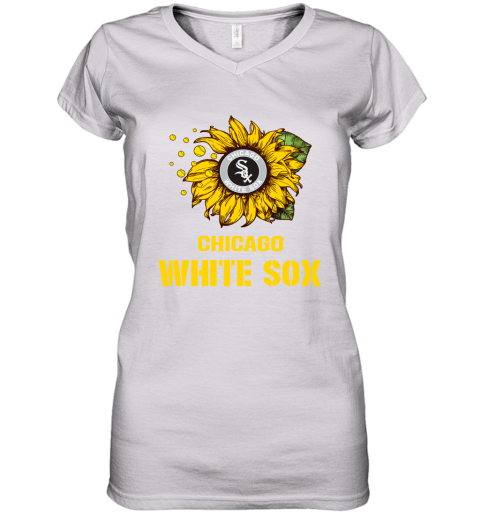 Chicago White Soxs Sunflower M Baseball Women's V-Neck T-Shirt
