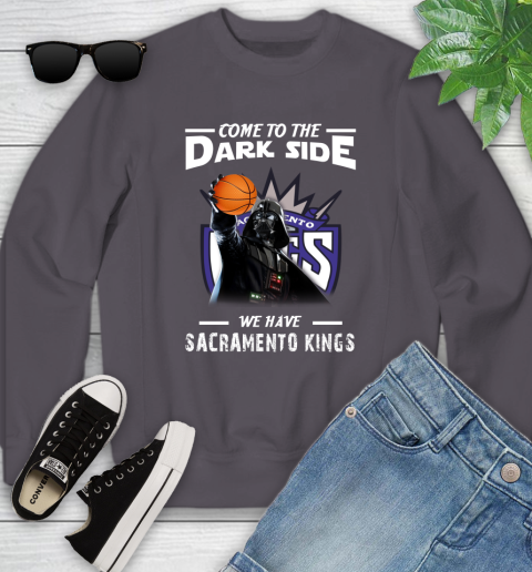 NBA Come To The Dark Side We Have Sacramento Kings Star Wars Darth Vader Basketball Youth Sweatshirt 5