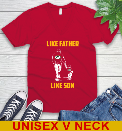 Green Bay Packers NFL Football Like Father Like Son Sports V-Neck T-Shirt 6