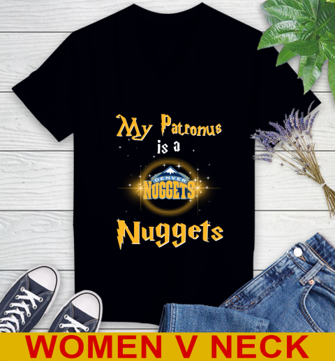 NBA Basketball Harry Potter My Patronus Is A Denver Nuggets Women's V-Neck T-Shirt