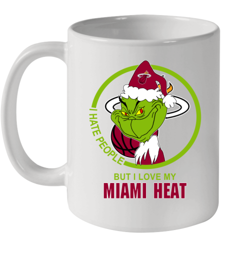 Miami Heat NBA Christmas Grinch I Hate People But I Love My Favorite Basketball Team Ceramic Mug 11oz