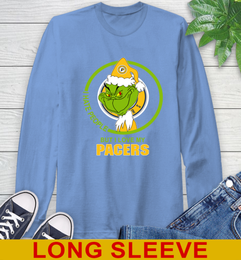 Indiana Pacers NBA Christmas Grinch I Hate People But I Love My Favorite Basketball Team Long Sleeve T-Shirt 11