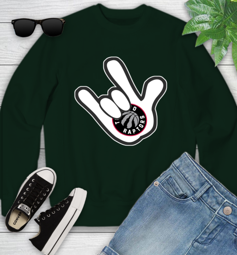 Toronto Raptors NBA Basketball Mickey Rock Hand Disney Youth Sweatshirt 10