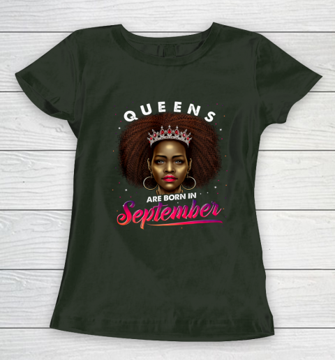 Queens Born September Shirt Black Girl Virgo Libra Birthday Women's T-Shirt 4