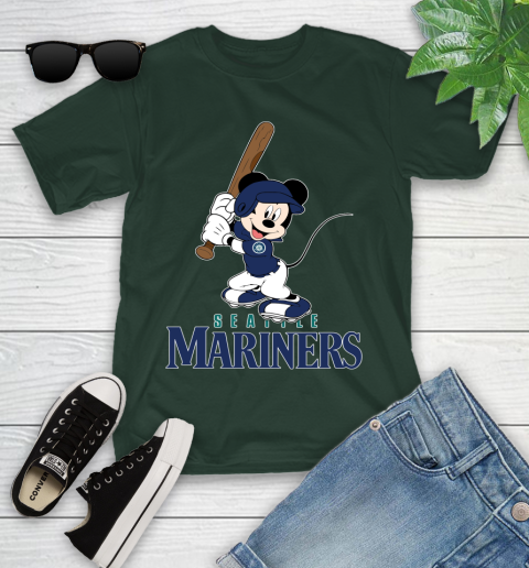 MLB Baseball Seattle Mariners Cheerful Mickey Mouse Shirt Youth T-Shirt 5
