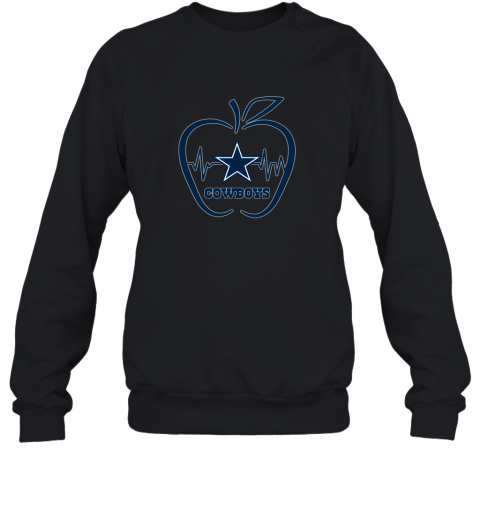 Apple Heartbeat Teacher Symbol Dallas Cowboys Sweatshirt