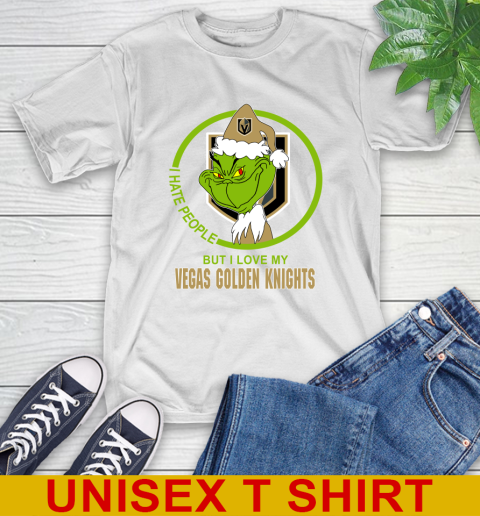 Vegas Golden Knights NHL Christmas Grinch I Hate People But I Love My Favorite Hockey Team T-Shirt