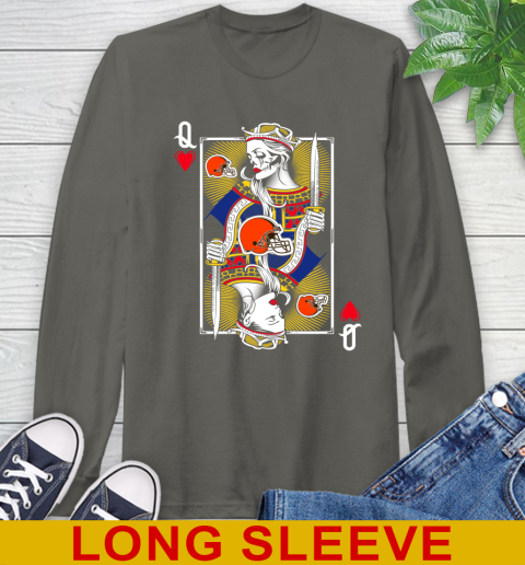 NFL Football Cleveland Browns The Queen Of Hearts Card Shirt Long Sleeve T-Shirt 10