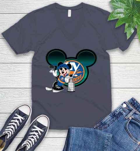 NHL New York Islanders Stanley Cup Mickey Mouse Disney Hockey T Shirt V-Neck T-Shirt 9