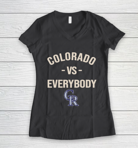 Colorado Rockies Vs Everybody Women's V-Neck T-Shirt 6
