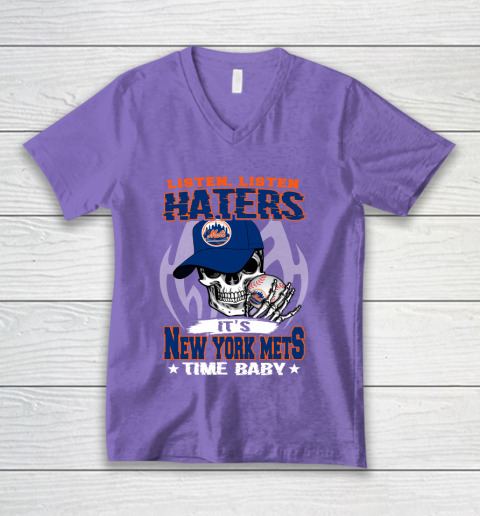 Listen Haters It is METS Time Baby MLB V-Neck T-Shirt 8